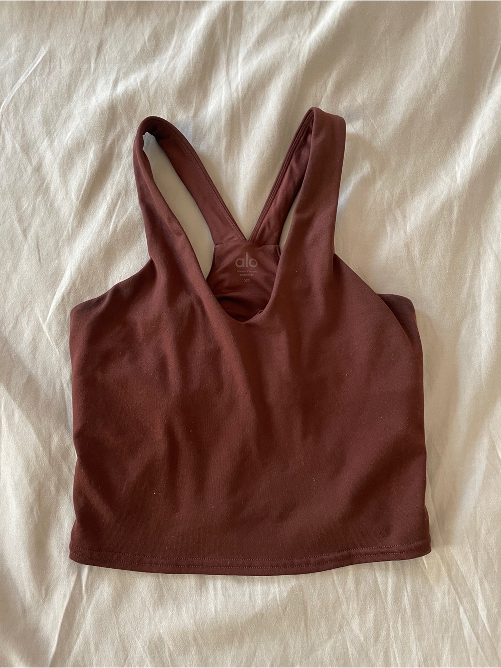 ALO Yoga Burgundy V‑Neck Crop Sports Bra
